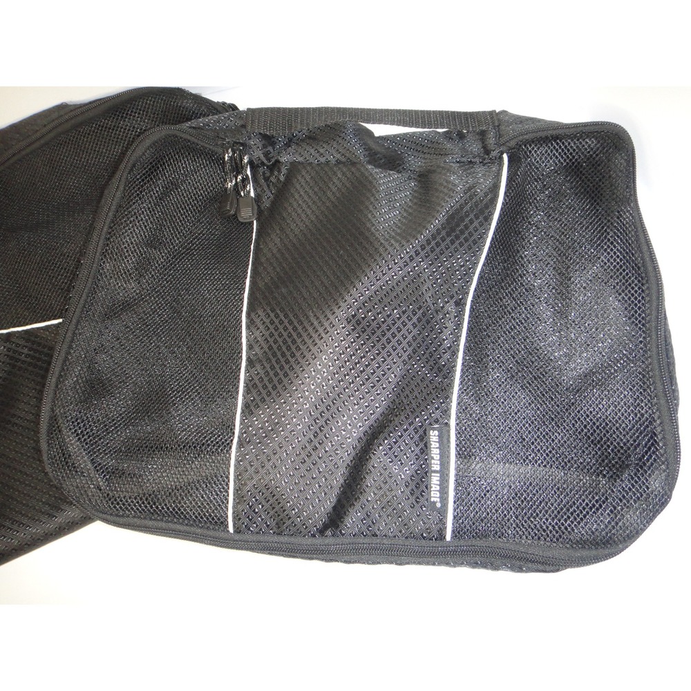 Sharper Image Black Mesh Travel Packing Cubes Set of 2 Luggage Organizer Bags - Picture 2 of 7